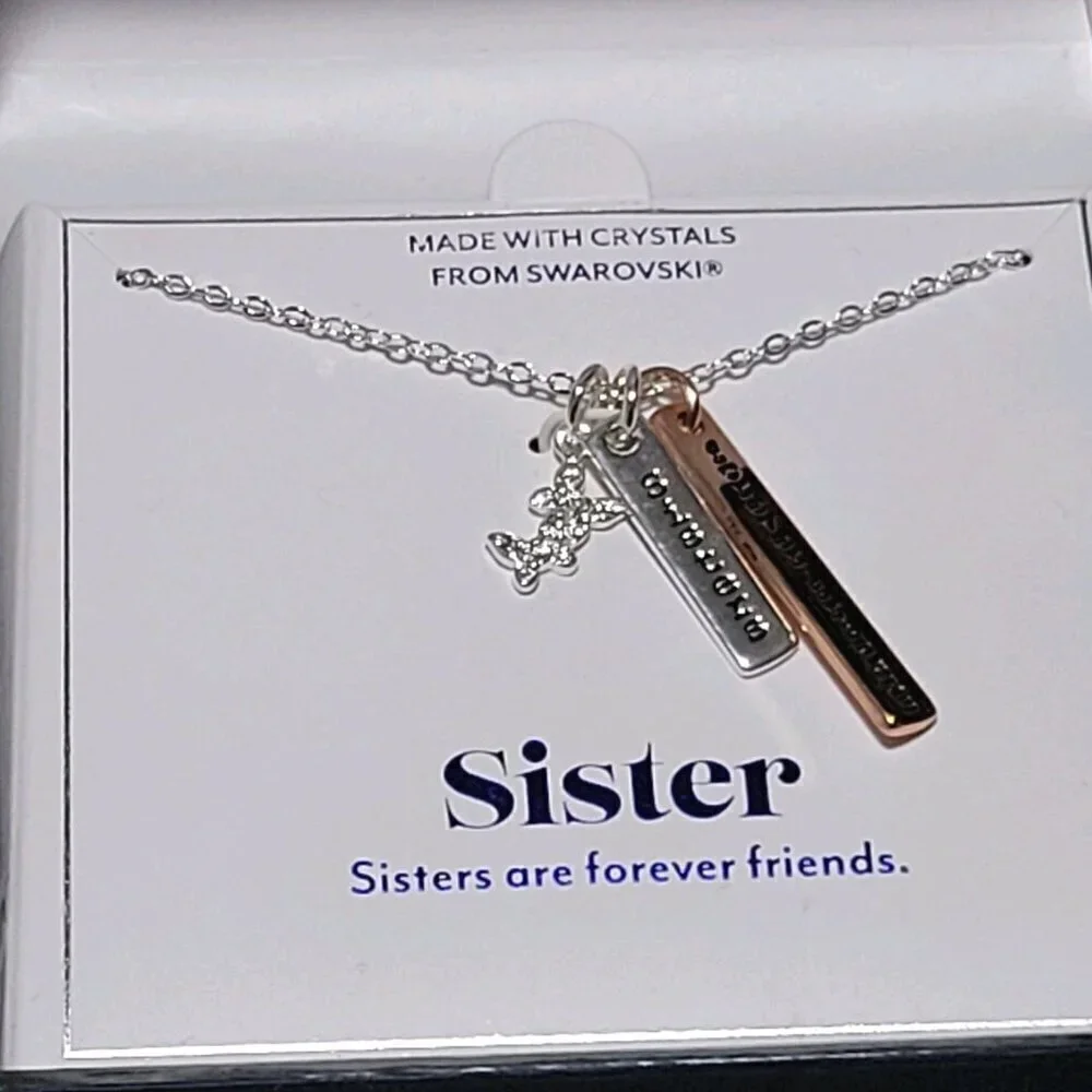 Brilliance Swarovski Sisters Are Forever Friends Necklace NWT Crystals